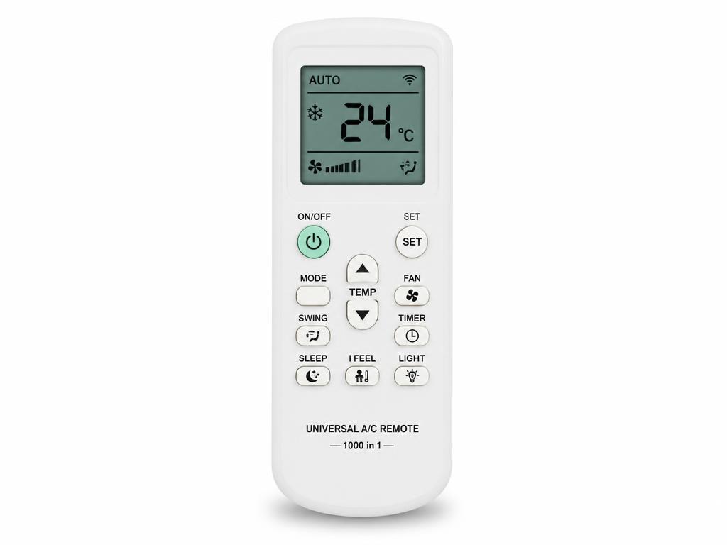 Universal air conditioner remote control compatible with over 1,000 brands